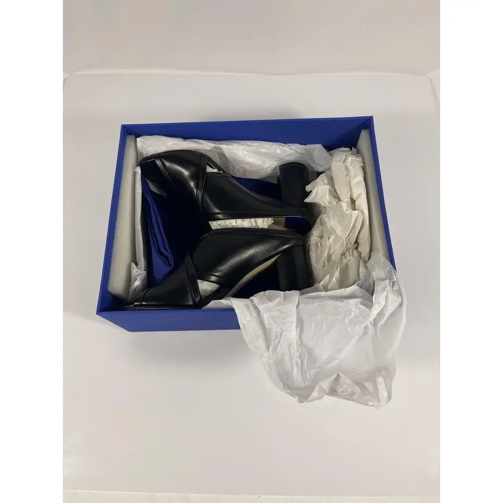 Stuart Weitzman Shoes Women's Size 5.5 Black SAM 75 Block Heel Slide Sandals New - Picture 2 of 9